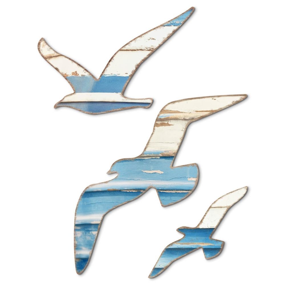 3pcs Wood Nautical Decor Seagull Wall Decor Nautical Coastal Theme Wall Art🐘